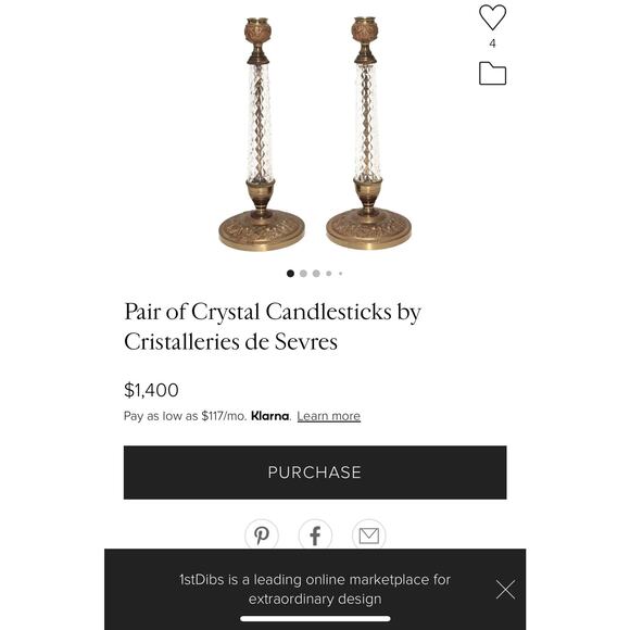 Mid Century Crystal & Gilt Bronze Candle Holders - Picture 8 of 8